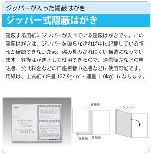 隠蔽はがき（ジッパー）